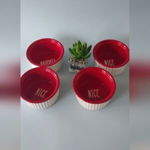 Ramekin Set 4 Pieces Red And White Ceramic Safe Microwave   Dishwasher By France